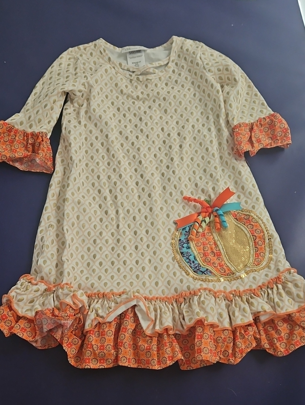 Bonnie Jean Ivory Dress with Gold Dot Accents